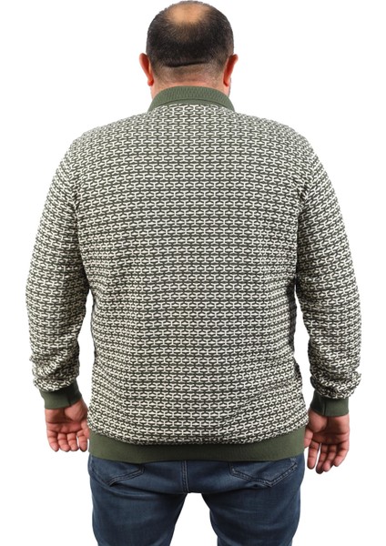 Büyük Beden Erkek Sweatshirt Polo Yaka 22714-HAKI modelleri