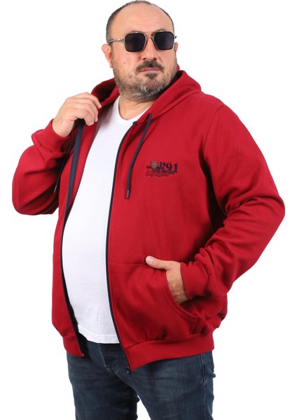 Büyük Beden Sweat Kapüşon Ninety One 22724-BORDO