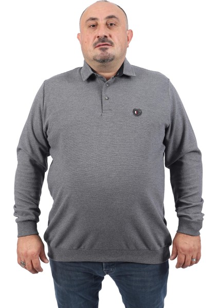 Büyük Beden Polo Yaka Sweat West Coast 22711-ANTRASIT