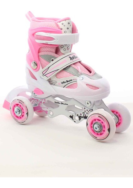 Mor Ayarlanabilir 2+2 Işıklı Metal Alıştırma Pateni Taşıma Çantalı