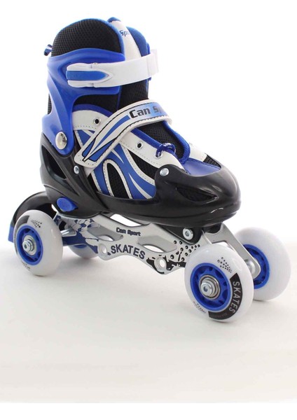 Mavi Ayarlanabilir 2+2 Işıklı Metal Alıştırma Pateni Taşıma Çantalı