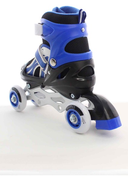 Mavi Ayarlanabilir 2+2 Işıklı Metal Alıştırma Pateni Taşıma Çantalı modelleri