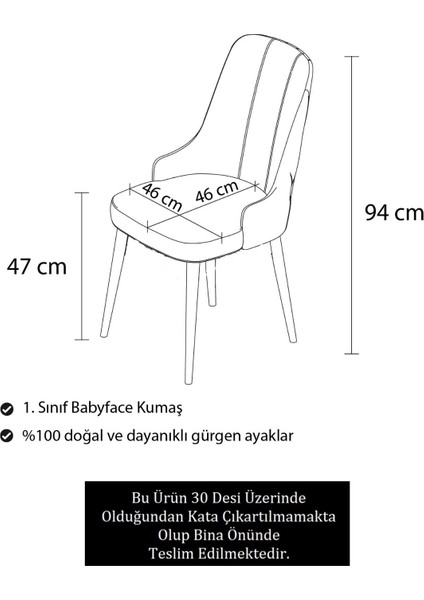 Concept Enoa Serisi Ceviz Gürgen Ayaklı Sandalye Babyface Kumaş Sandalye Gold Halkalı 1 Adet