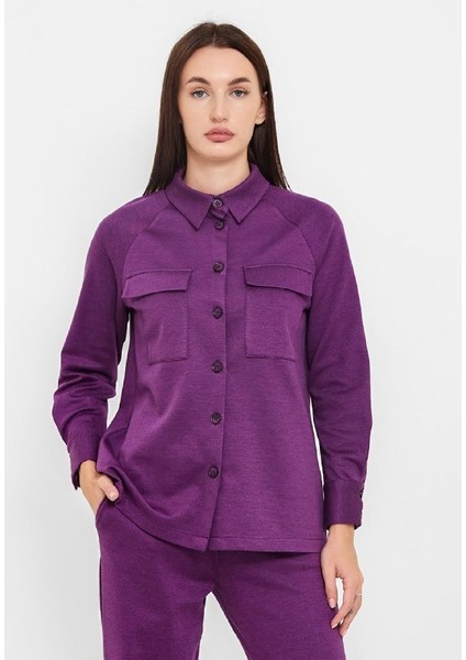 Kadın Yaka Cep Detaylı Düğmeli Alt Üst Takım