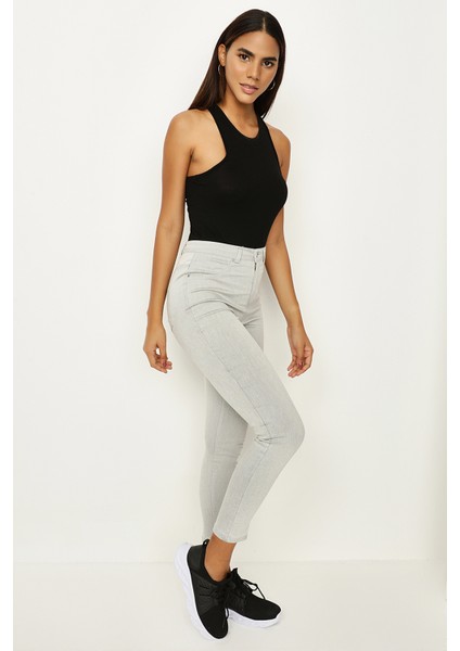 Kadın Yırtık Detaylı Yüksek Bel Skinny Jeans modelleri