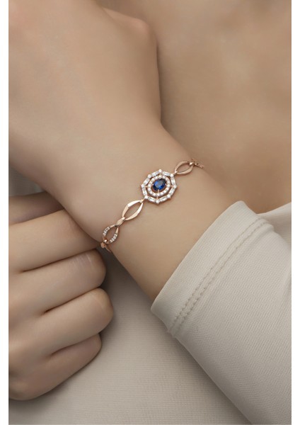 925 Ayar Gümüş Hallow Model Mavi Taşlı Bileklik fiyatları