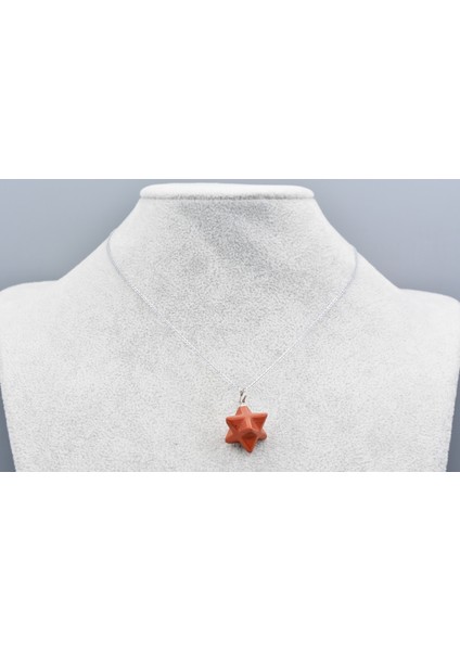 Hakiki Doğal Jasper Taşı Merkaba Kolye Ucu 1.kalite