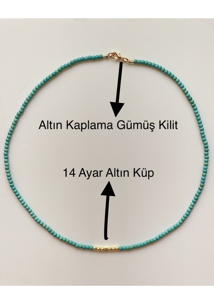 14 Ayar Küp Tasarım Turkuaz Taşlı Kolye fırsatları