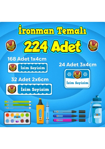 Sb Store Okul Kreş İsim Etiketi Kalem Defter Özel İsim Yazılabilen Etiket Seti - 224 Adet