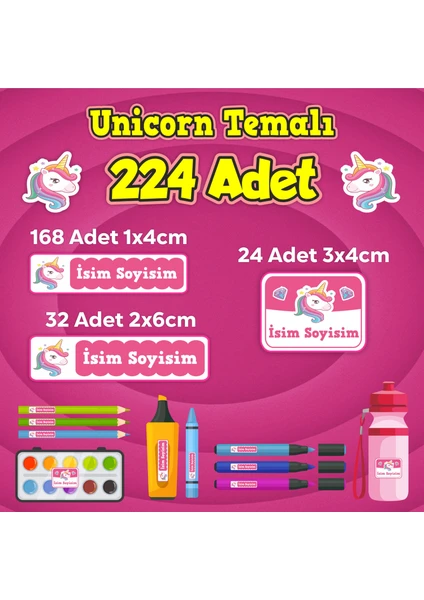 Sb Store Okul Kreş İsim Etiketi Kalem Defter Özel İsim Yazılabilen Etiket Seti - 224 Adet