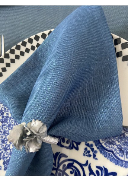 Keten Görünümlü Simli Dertsiz Servis Peçetesi 40 x 40 cm 12 Adet