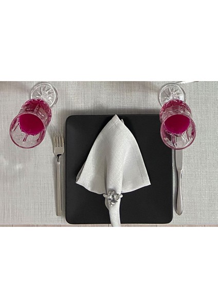 Keten Görünümlü Simli Dertsiz Servis Peçetesi 40 x 40 cm 12 Adet