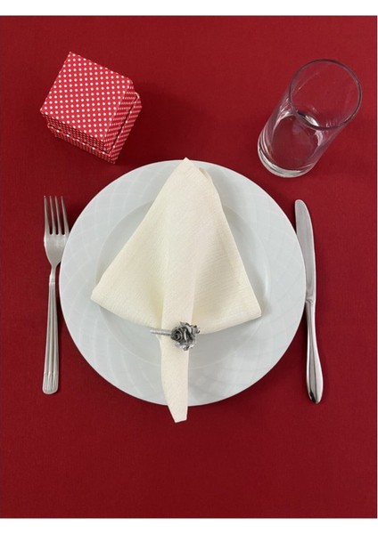 Keten Görünümlü Simli Dertsiz Servis Peçetesi 35 x 35 cm Krem 12 Adet