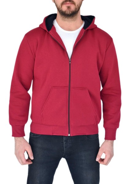 Erkek Bordo Kapüşonlu Sweat KLM001