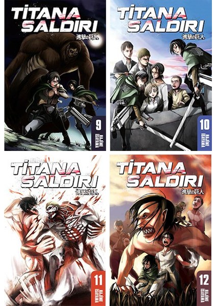 Titana Saldırı 9-10-11-12. Ciltler Manga Seti