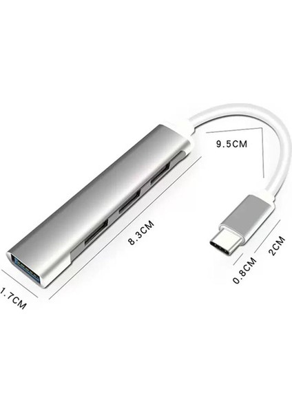 Type - C 4 Girişli USB Çoğaltıcı Type-C To USB Hub 4 Ports