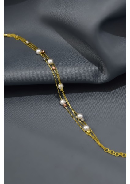 925 Ayar Gümüş Gold Kaplama Strest Atma Inci Toplu Sıralı Üç Renk Dorika Bileklik indirimleri