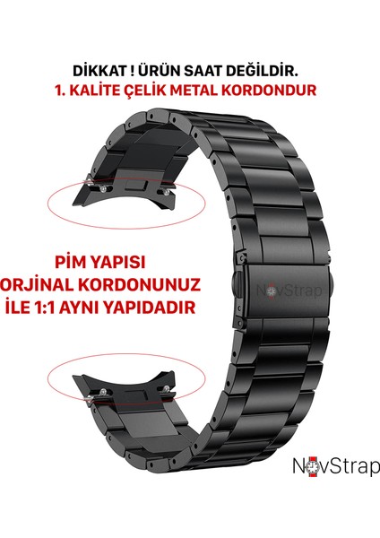 Samsung Galaxy Watch 5 Pro 45MM / Watch 5 40-44MM Uyumlu Çelik Metal Kordon Tam Uyumlu Pim modelleri