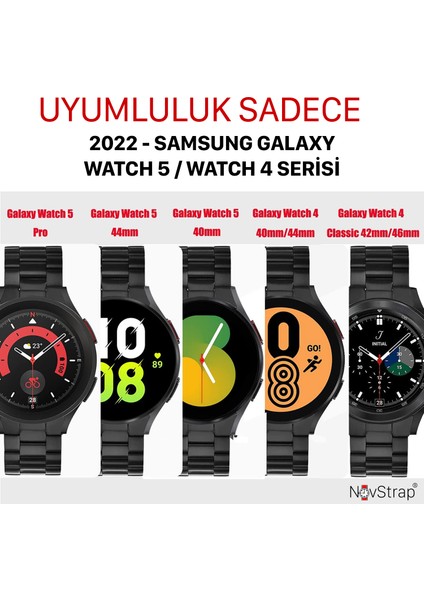 Samsung Galaxy Watch 5 Pro 45MM / Watch 5 40-44MM Uyumlu Kordon (20 Mm) Çelik Metal Kayış fiyatları