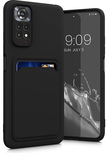 Xiaomi Redmi Note 11 Pro Kılıf Kamera Korumalı Kartlıklı Cüzdanlı Kırmızı Tuşlu Siyah Silikon Kapak