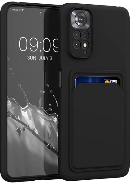 Xiaomi Redmi Note 11 Pro 5g Kılıf Kamera Korumalı Kartlıklı Cüzdanlı Kırmızı Tuşlu Siyah Silikon Kapak