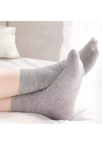 12'li Unisex Çok Renkli Çizgisiz Pamuklu Bilek Çorap