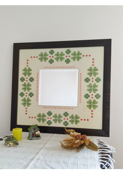 Etamin Işleme 47*51 cm El Yapımı Özel Tasarım Dekoratif Ayna