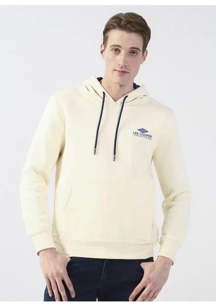 Lee Cooper Kapüşon Yaka Kırık Beyaz Erkek Sweatshirt 231 Lcm 241013 Fabıan Kırık Beyaz