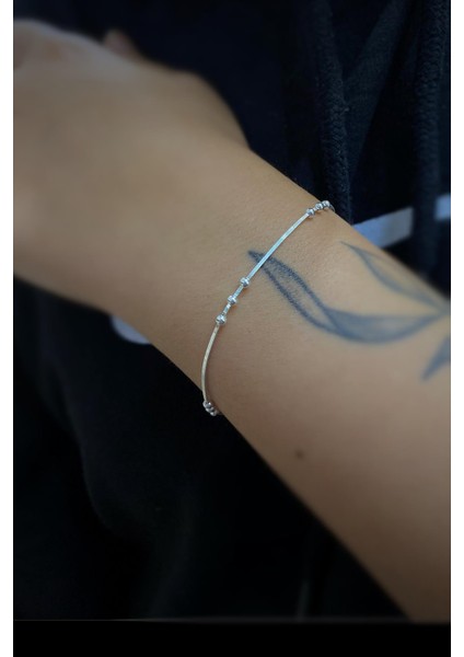 Gümüş Toplu Italy Zincir Bileklik UC121E33