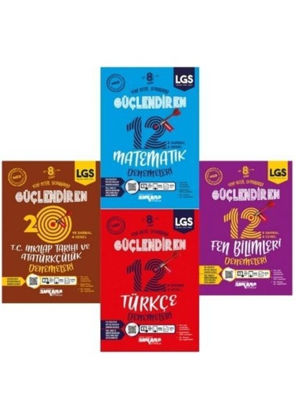 8.Sınıf LGS Türkçe Matematik Fen Inkılap Sarmal Branş Denemeleri Seti 4 Kitap