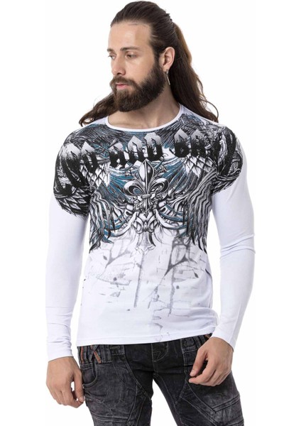 CL516 Royal Desenli Beyaz Ince Sweatshirt