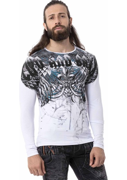 CL516 Royal Desenli Beyaz Ince Sweatshirt fiyatları