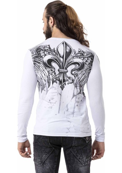 CL516 Royal Desenli Beyaz Ince Sweatshirt modelleri