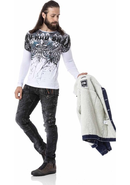 CL516 Royal Desenli Beyaz Ince Sweatshirt fırsatları