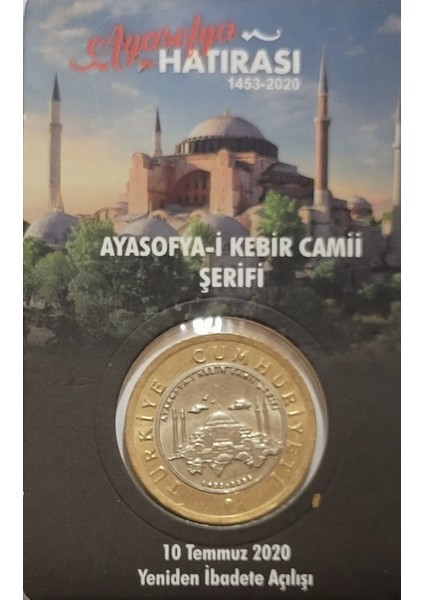 Ayasofya-I Kebir Camii Şerifi Yeniden Ibadete Açılışı, 1 Lira 2020 Hatıra Parası ve Kiti