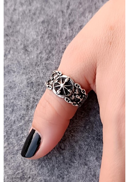 Denizci Pusulası Şekilli Erkek Yüzük Gümüş Kaplama Ayarlanabilir El Yapımı Erkek Yüzük fiyatları