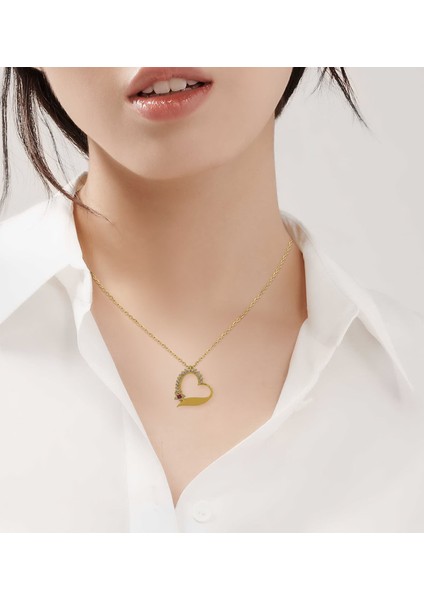 Gift Zirkon Taşlı Gold Kalp Kolye fiyatları
