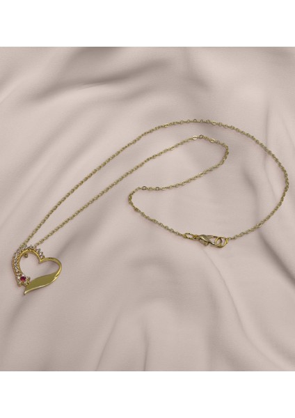 Gift Zirkon Taşlı Gold Kalp Kolye modelleri