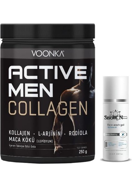 Collagen Active Men 250 gr + Yüz Temizleme Jeli 100ML Hediyeli