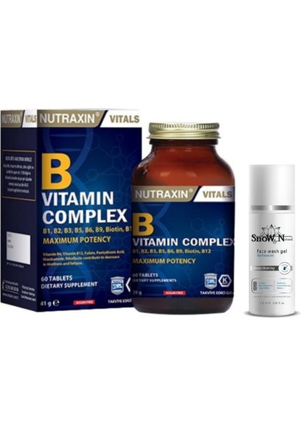 B Vitamin Complex 60 Kapsül + Yüz Temizleme Jeli 100ML Hediyeli