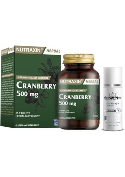 Cranberry 500 Mg 60 Tablet Gıda Takviyesi + Yüz Temizleme Jeli 100ML Hediyeli