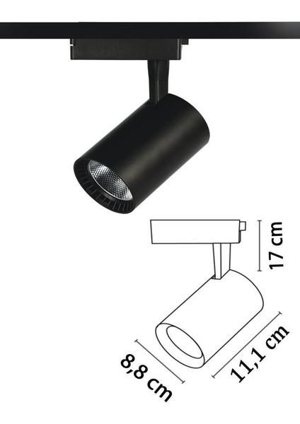 Zmr 30w Led Ray Spot Beyaz 6500k Siyah Kasa Mağaza Vitrin Armatür