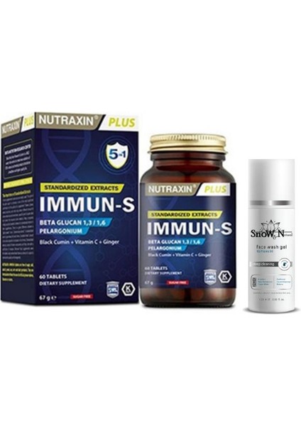 Immun-S 60 Tablet + Yüz Temizleme Jeli 100ML Hediyeli