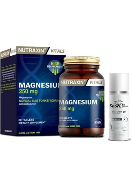 Magnesium 250 Mg 60 Tablet + Yüz Temizleme Jeli 100ML Hediyeli