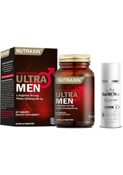 Ultra Men Green Power 60 Tablet + Yüz Temizleme Jeli 100ML Hediyeli