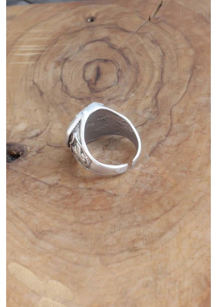 Balta Desenli Gümüş Renk Ayarlanabilir Erkek Yüzük fiyatları