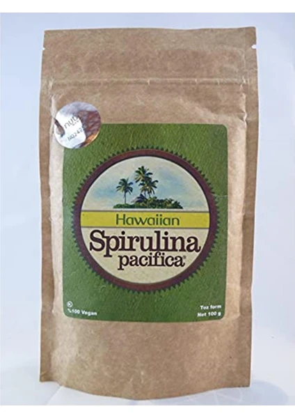 Hawaiian Spirulina Pacifica - 100g Toz Form - Kraft Paket - Hawaii 'Den Ithal Spirulina - Raw Vegan