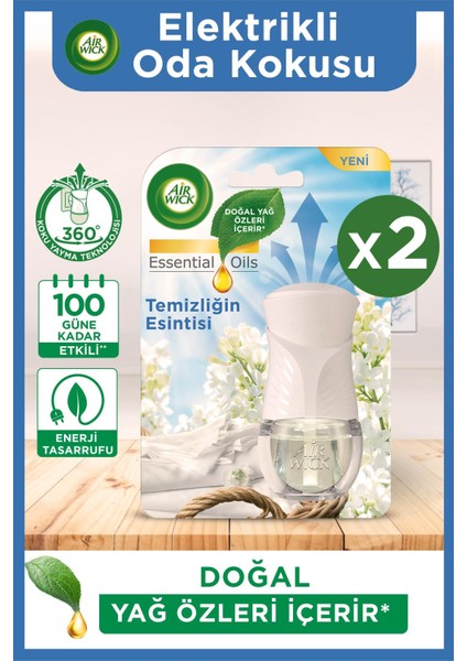 Air Wick Elektrikli Oda Kokusu Kit  (Cihaz+Yedek Temizliğin Esintisi) x 2