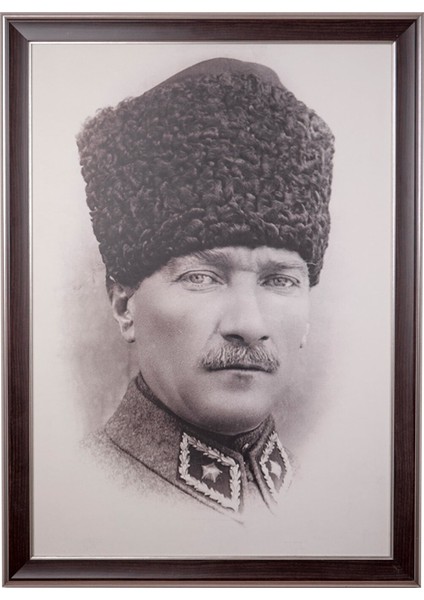 Atatürk Portre Tablo Kahverengi Çerçeveli Tablo 55X75CM