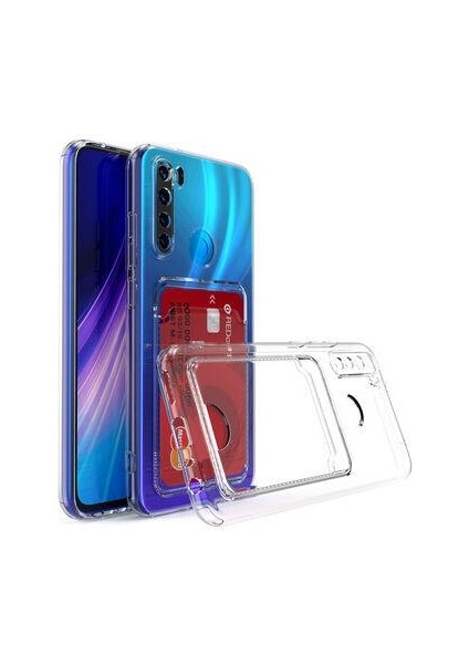Xiaomi Redmi Note 8 Kılıf Kartlıklı Şeffaf Setra Clear Silikon Kapak